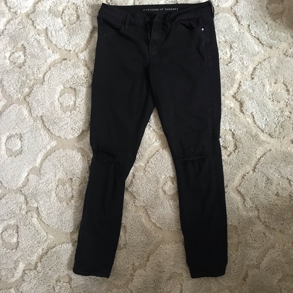 Articles of Society Slit Knee Black Skinny Jeans